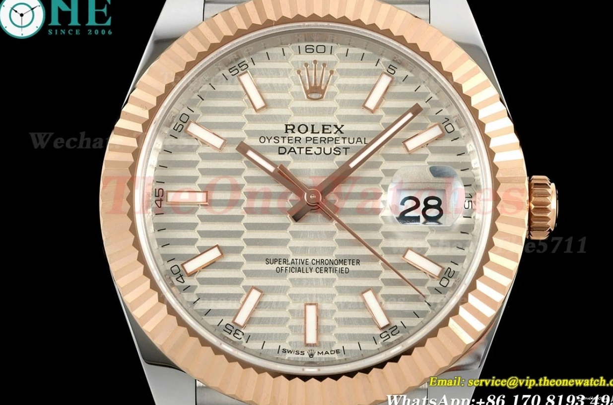 126331 A3235 Datejust Silver EWEF Textured 41mm Jub Stk SS RG 0325